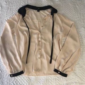 Cream and Black Blouse